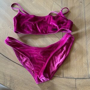 Triangl Swimwear Velvet Bikini in Deep Magenta